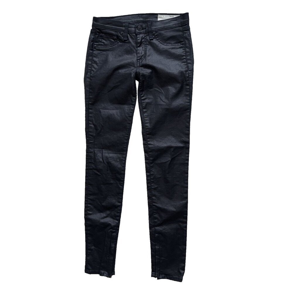 rag and bone black pants, detail zippers, 25 x 29, fitted, jeans black, hipster
